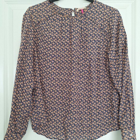 Essentiel Blue Brown‎ long sleeve Top size L - Picture 1 of 5